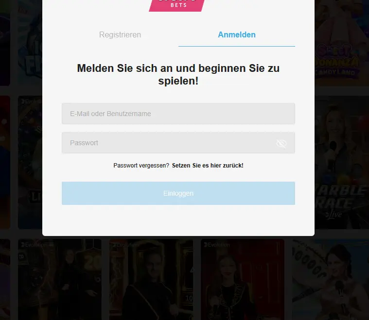 Evolve Casino Login – Anmeldeseite auf evolvecasinoonline.com
